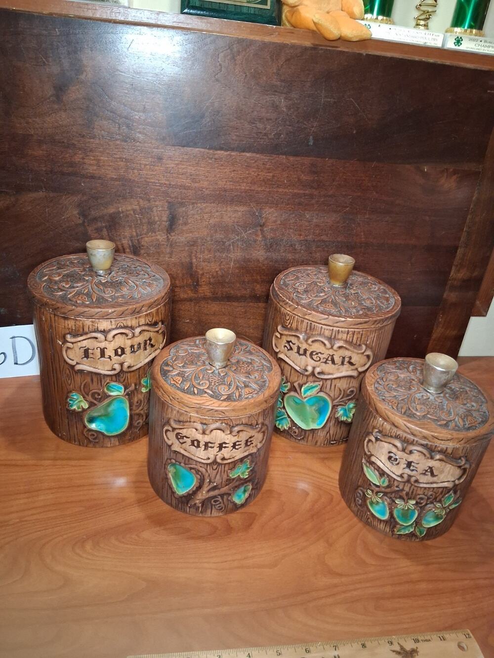 Lot Of 4 Treasure Craftceramic Kitchen Canister Sets MCM Cottagecore